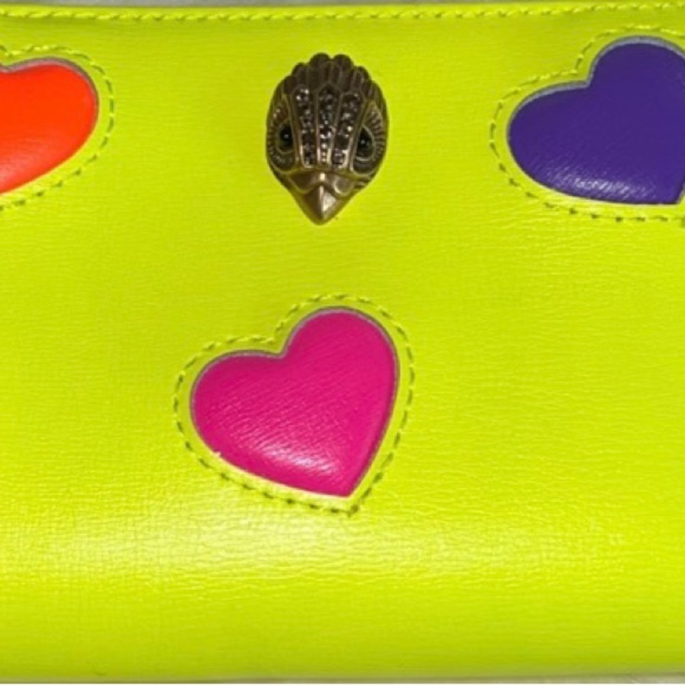 COPY - Kurt Geiger Zip Love Wallet Neon Green-Yellow